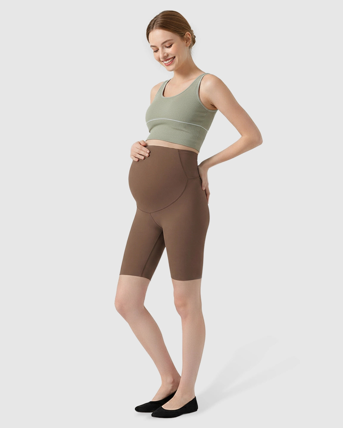 Over-Belly Seamless Design Maternity Shorts