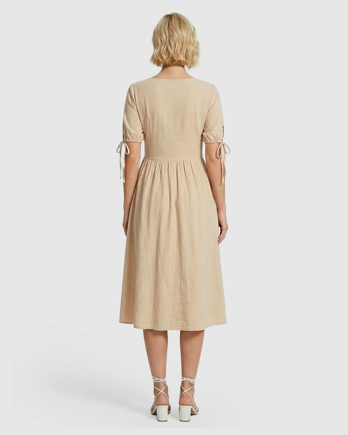 Tie Sleeve A-Line Maternity Midi Dress