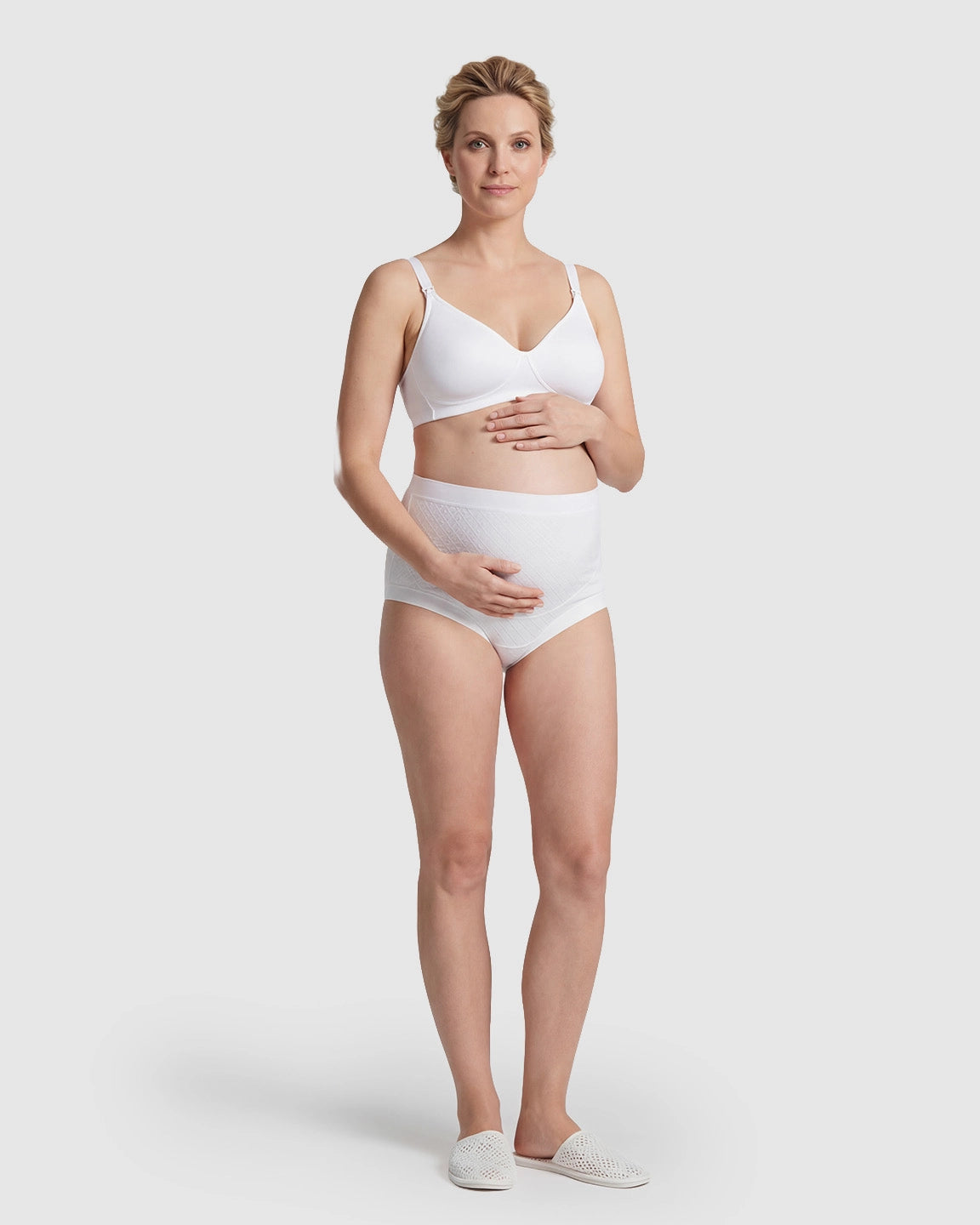 Mid-Waist Check Pattern Maternity Underwear