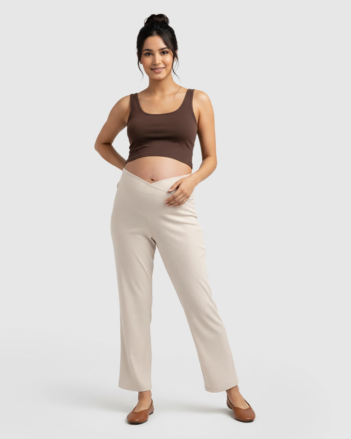 High-Waisted Wide-Leg Tailored Maternity Pants