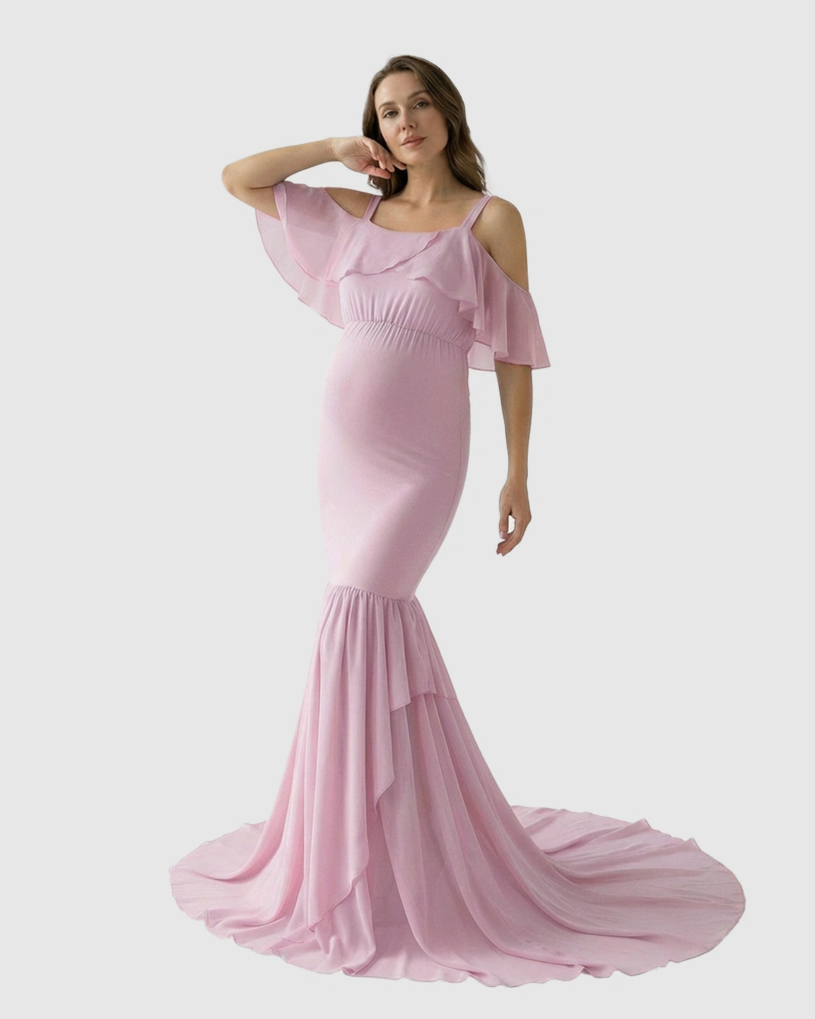 Off-Shoulder Mermaid Trail Maternity Photoshoot Dress
