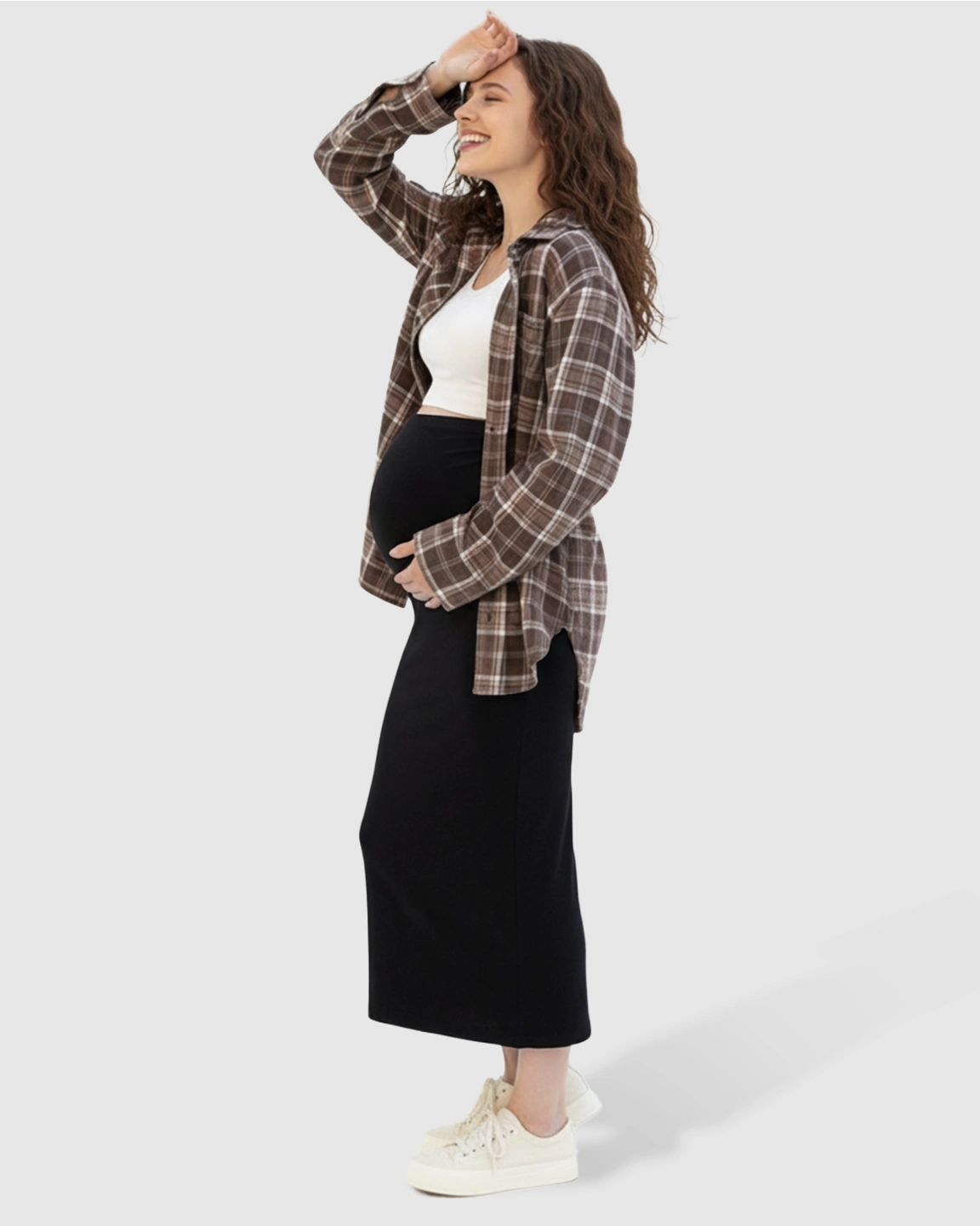 Skin-Friendly Casual Maternity Midi Skirt