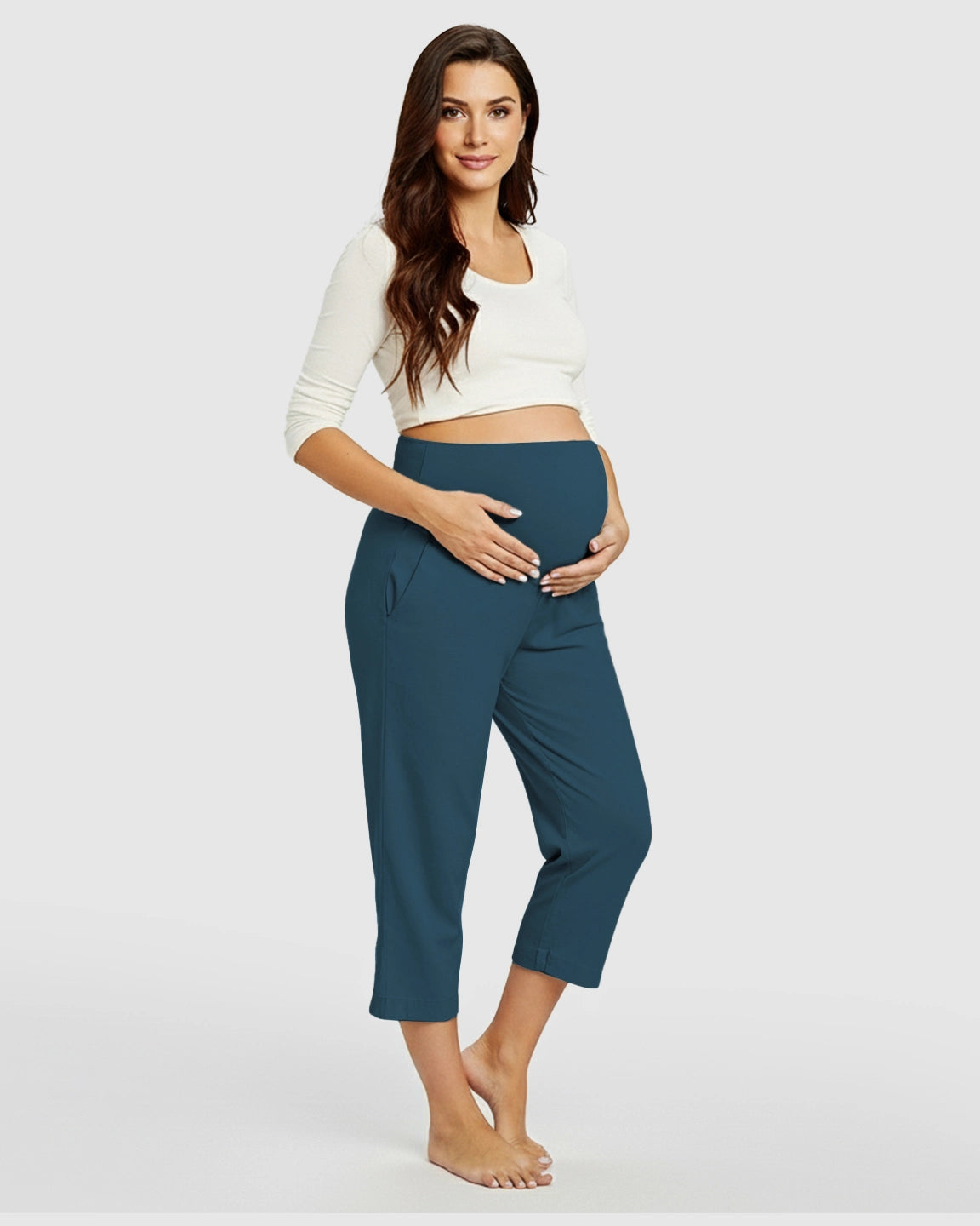 High-Waisted Maternity Capri Pants