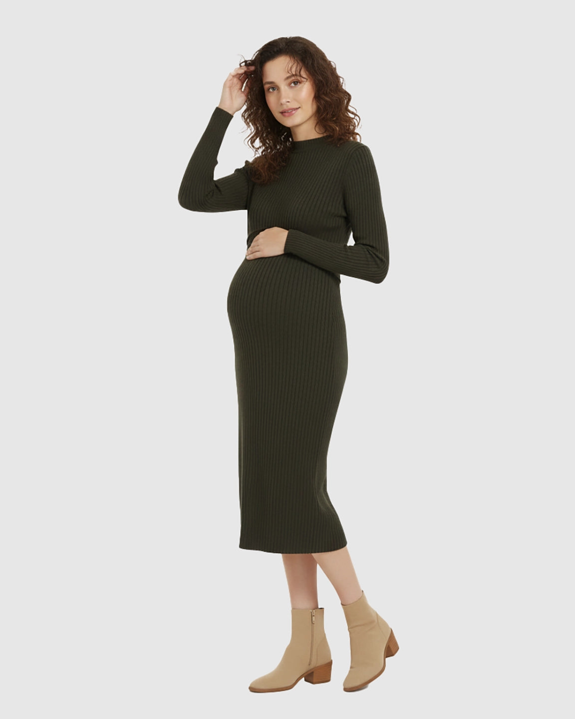 Ribbed Knit Bodycon Maternity Sweater Dress