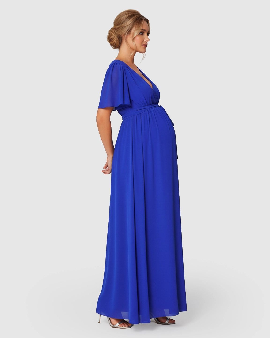 V-Neck A-line Maternity Maxi Dress