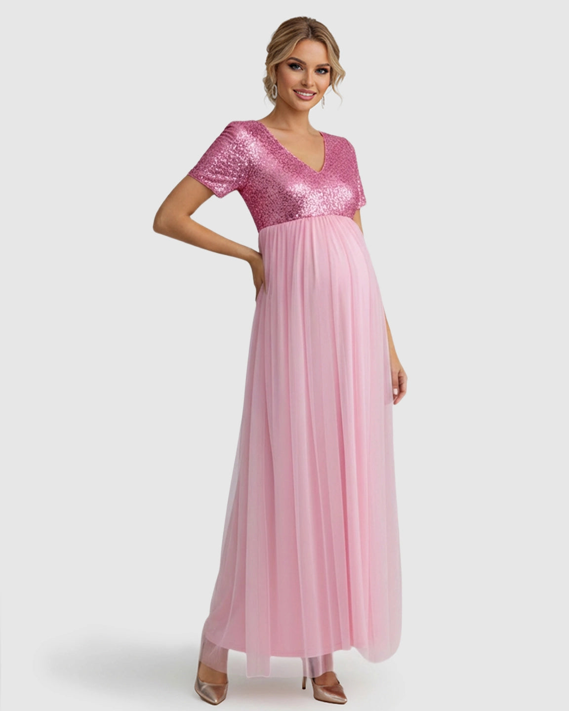 Sequin Bodice Glamorous Maternity Maxi Dress