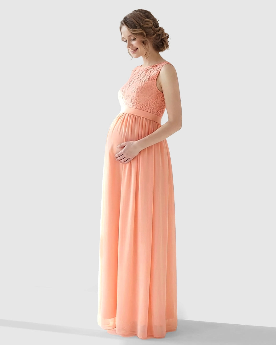 Lace Bodice Elegant Maternity Maxi Dress