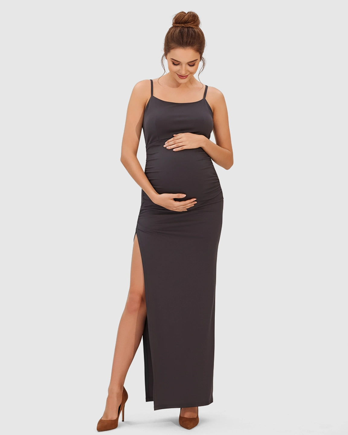 Spaghetti Strap Bodycon Maternity Maxi Dress