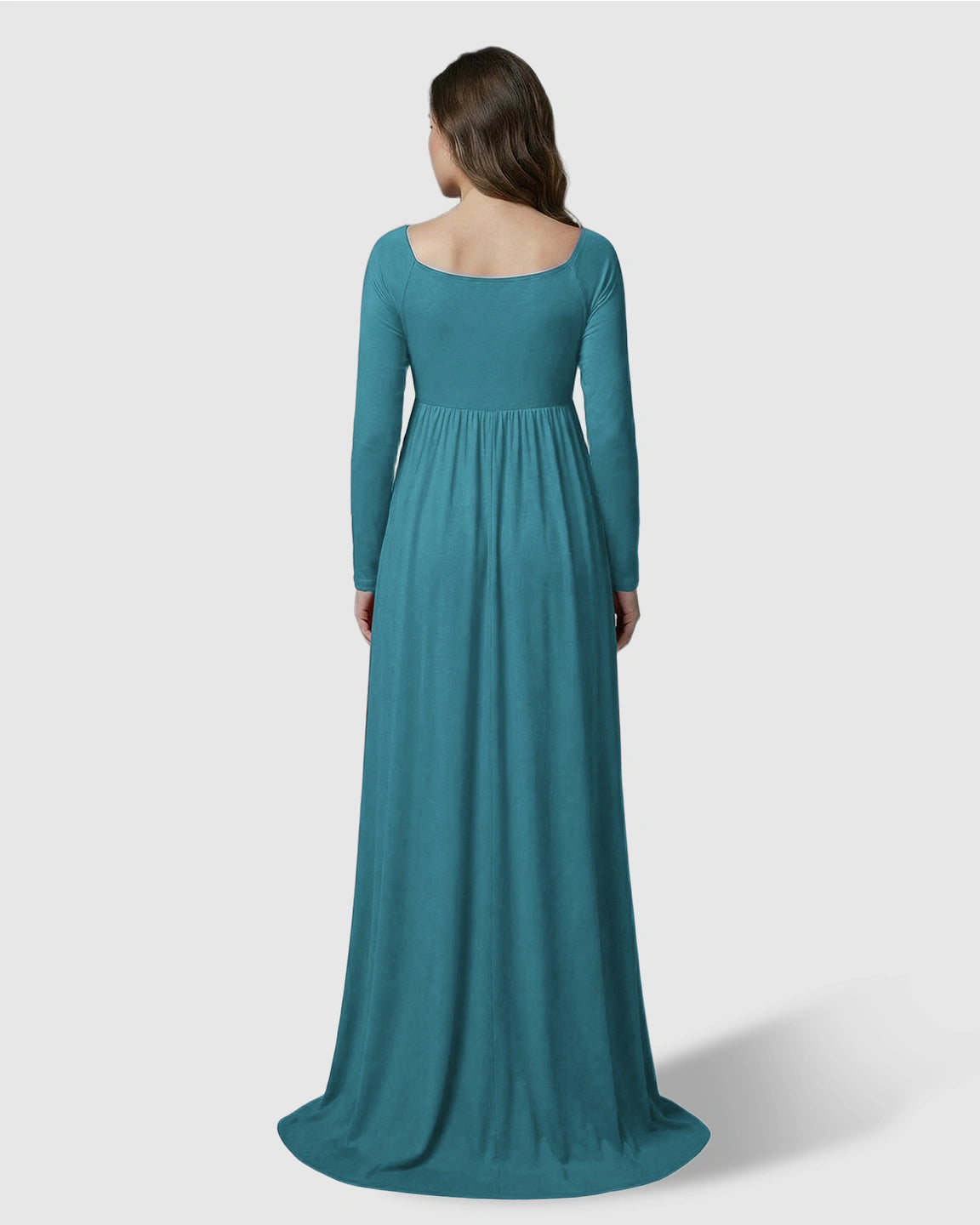 Long-Sleeve Full Train Maternity Maxi Dress