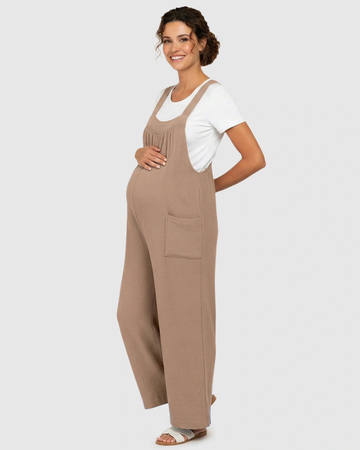 Tie-Back Wide-Leg Maternity Jumpsuit