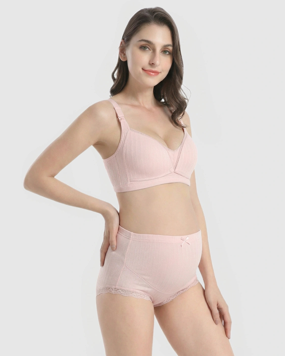 Wire-Free Breathable High-Waist Maternity Nursing Bra & Panty Set