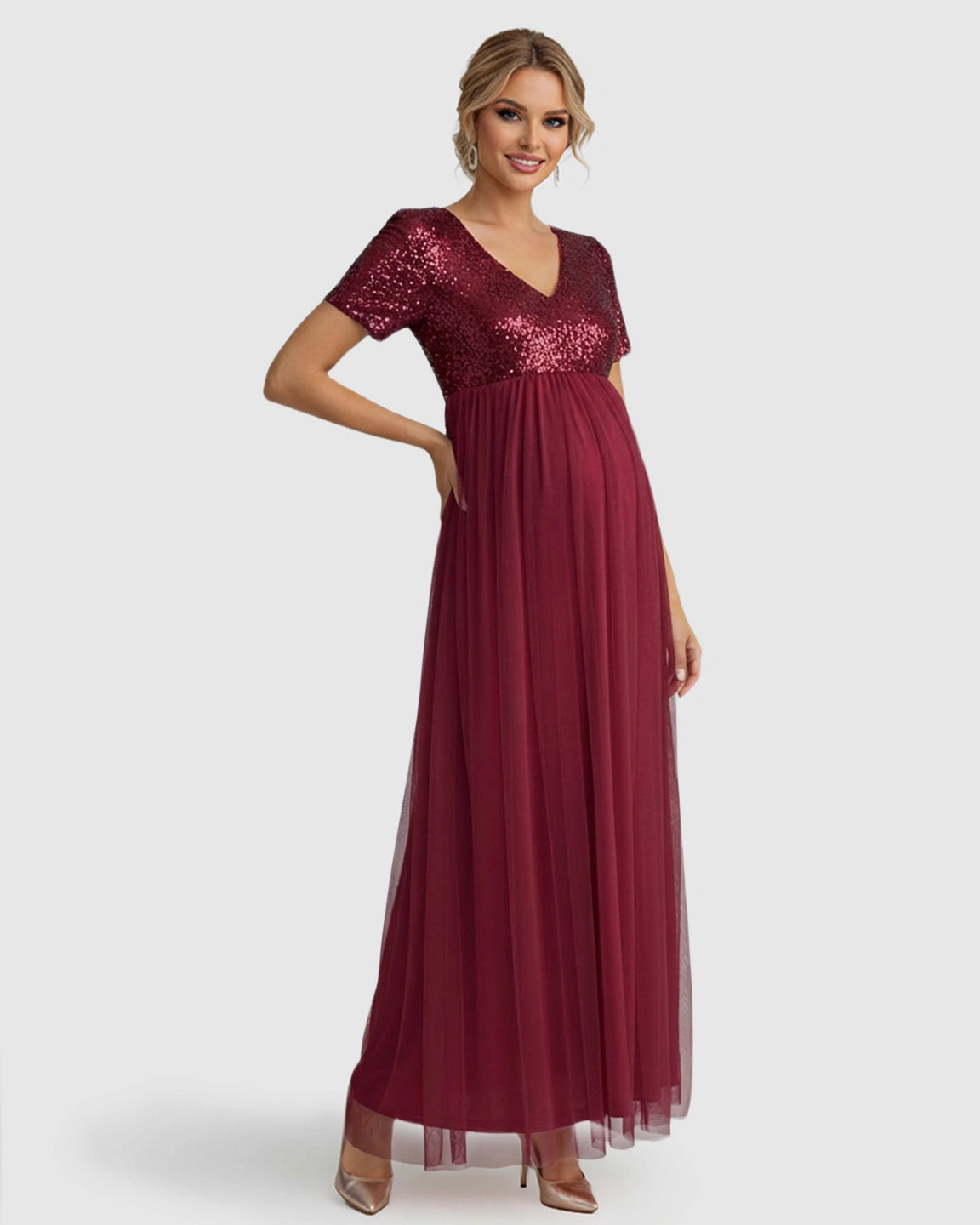 Sequin Bodice Glamorous Maternity Maxi Dress