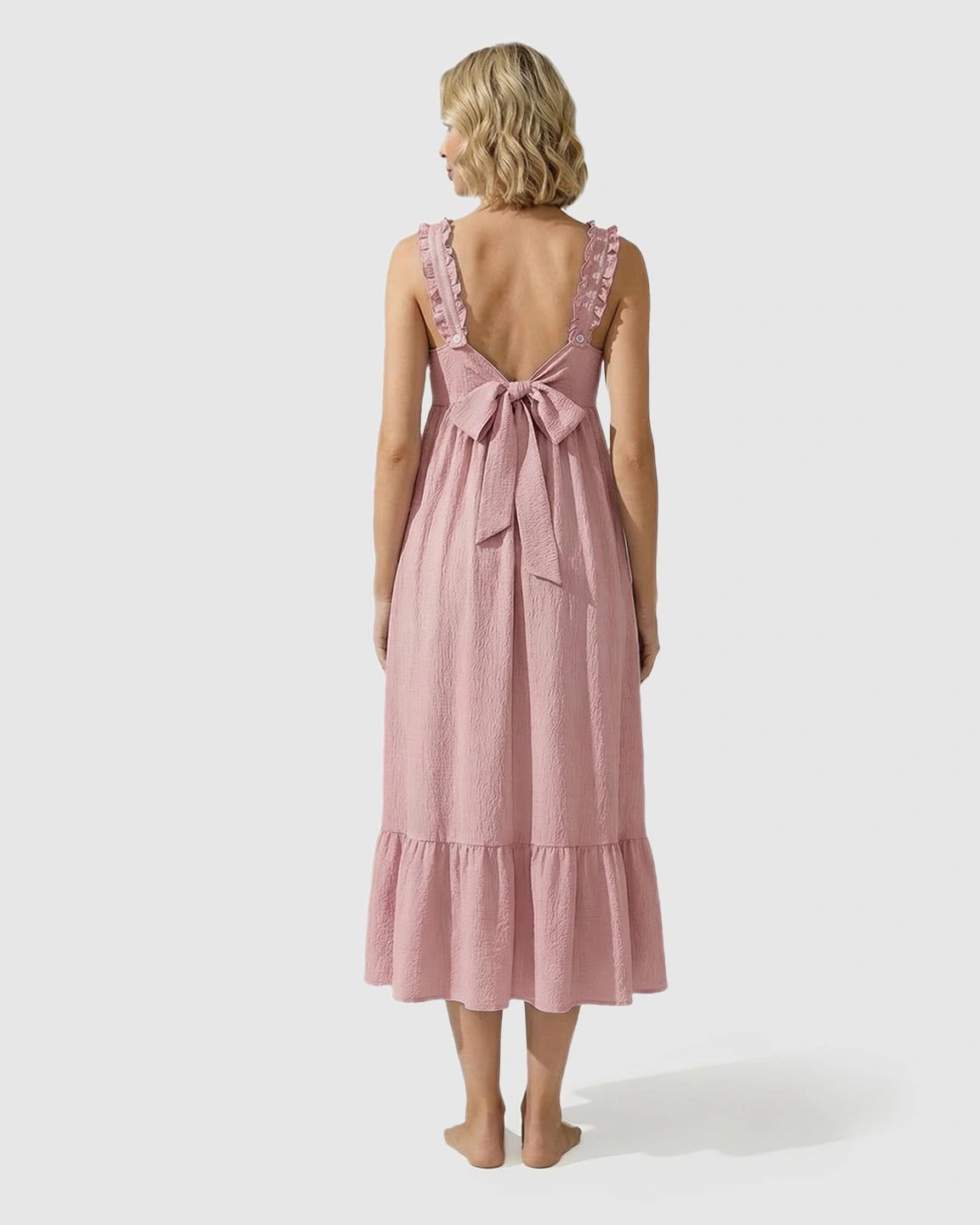 Ruffled Strap Romantic Maternity Maxi Dress