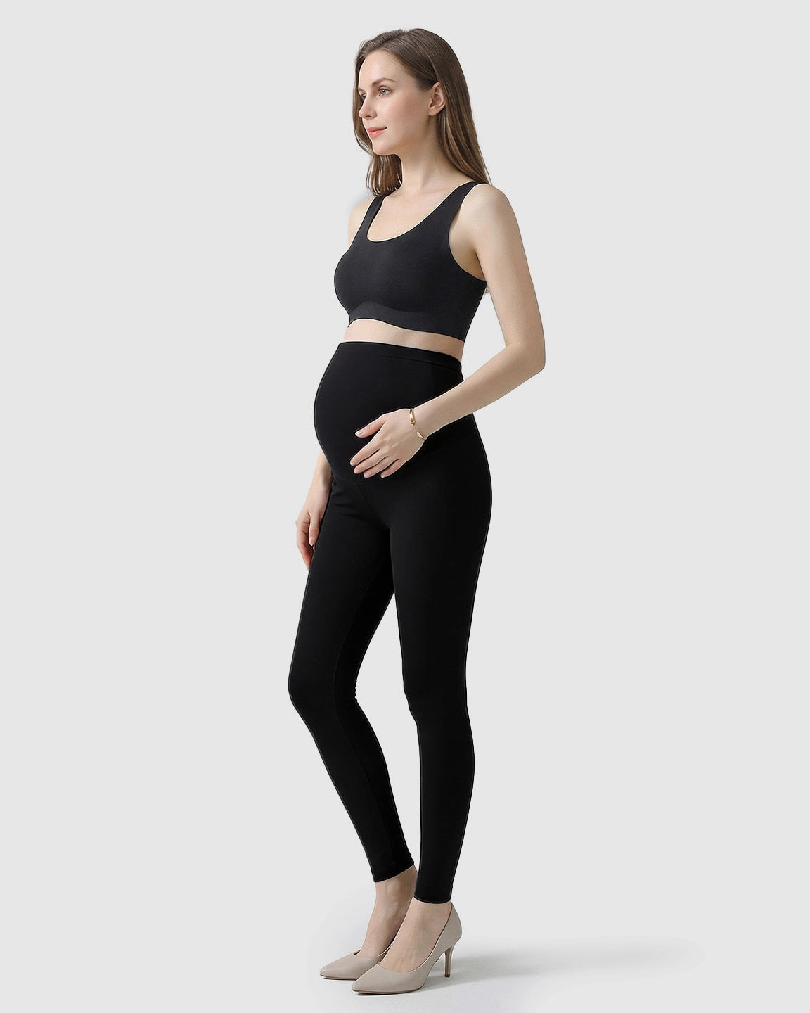High-Waist Belly Support Maternity Leggings