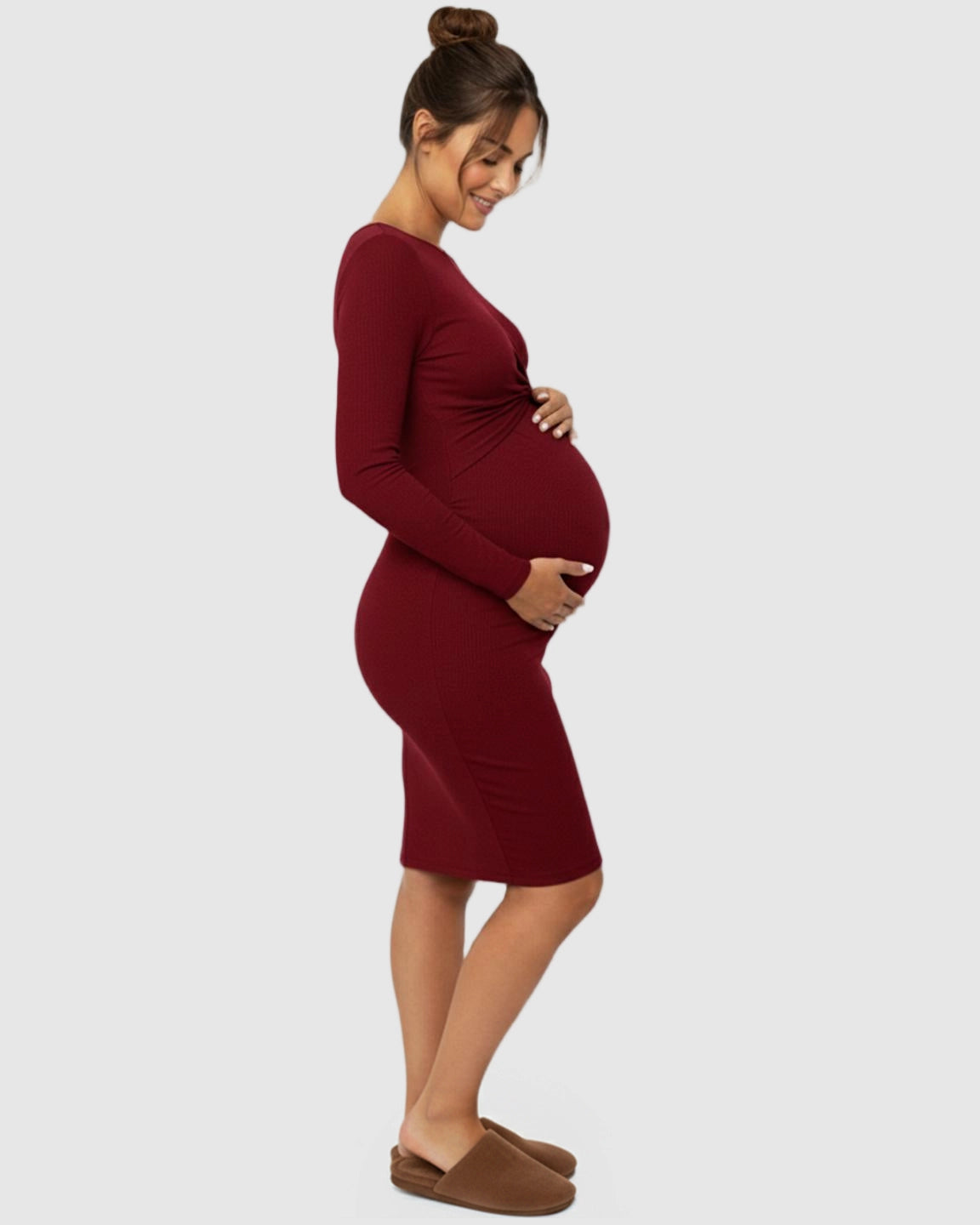 Twist-Front Bodycon Maternity Short Dress