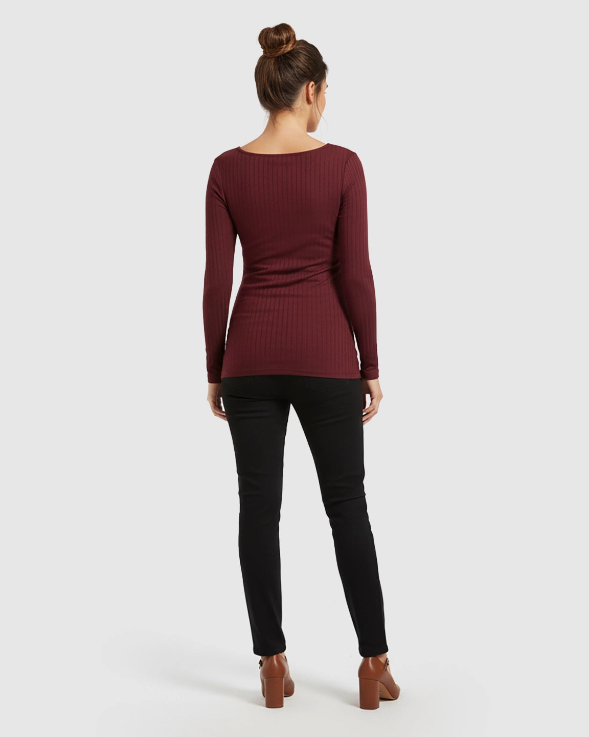 Ribbed Knit Tie Detail Square Neck Maternity Top