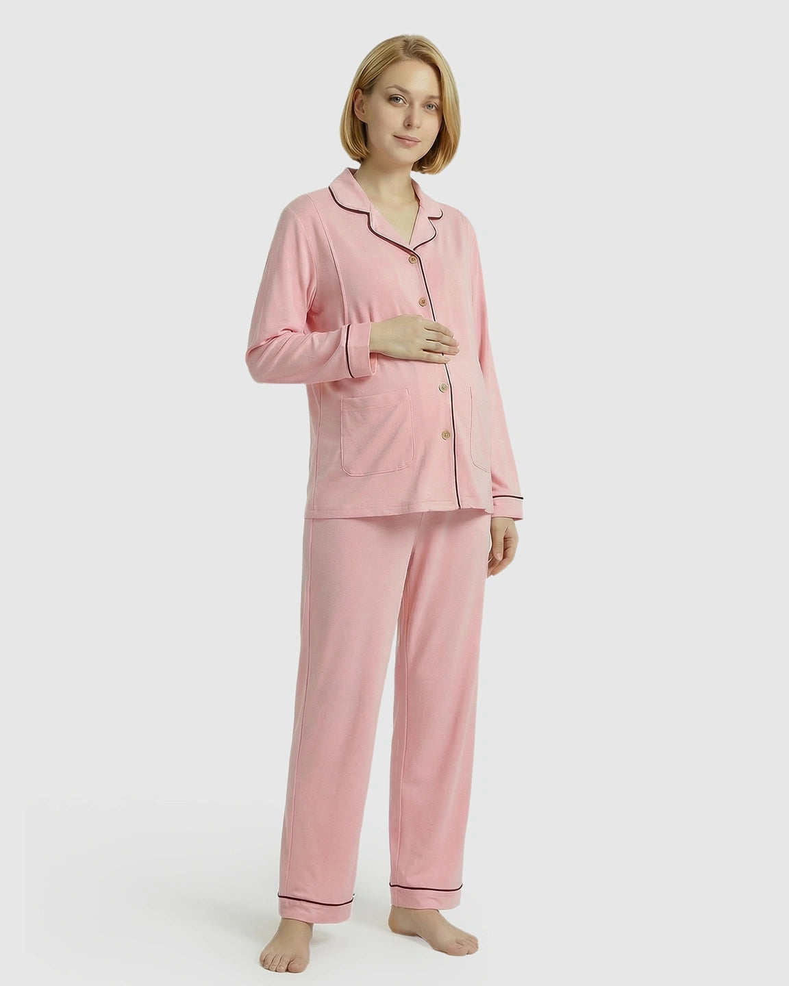 Button-Front Relaxed Fit Maternity Loungewear Set