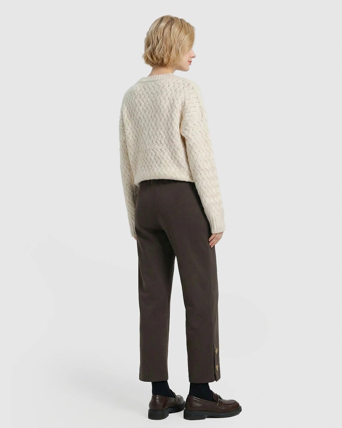 Button Detail Cropped Maternity Trousers