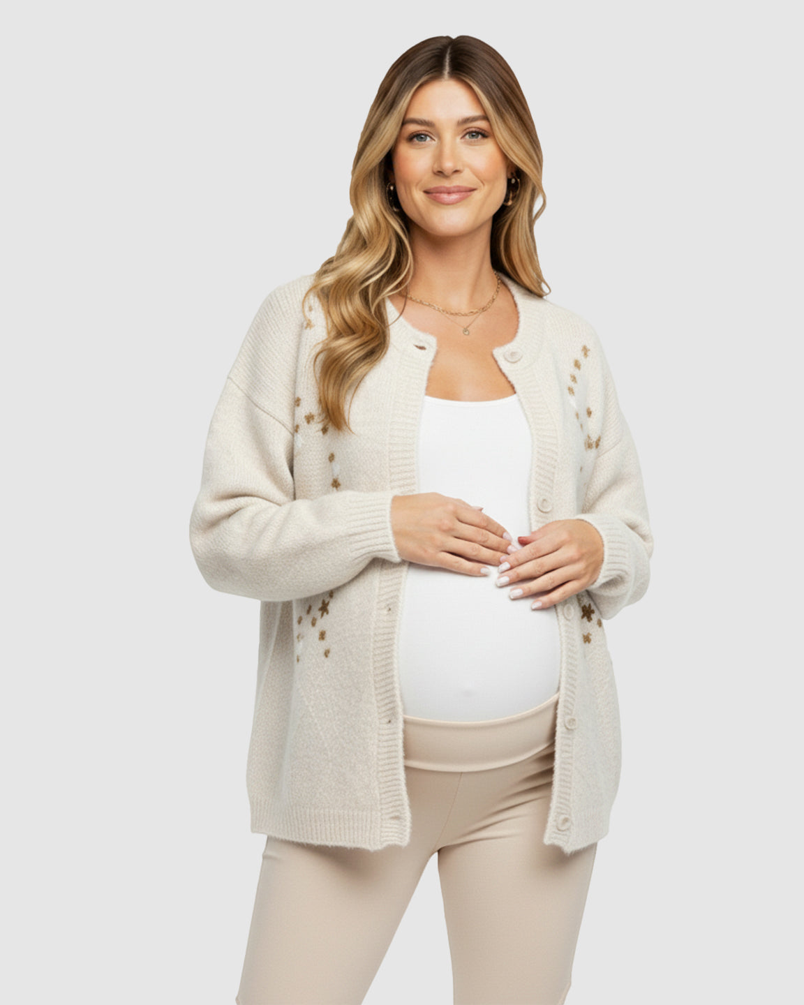 Soft Knit Single-Breasted Maternity Cardigan