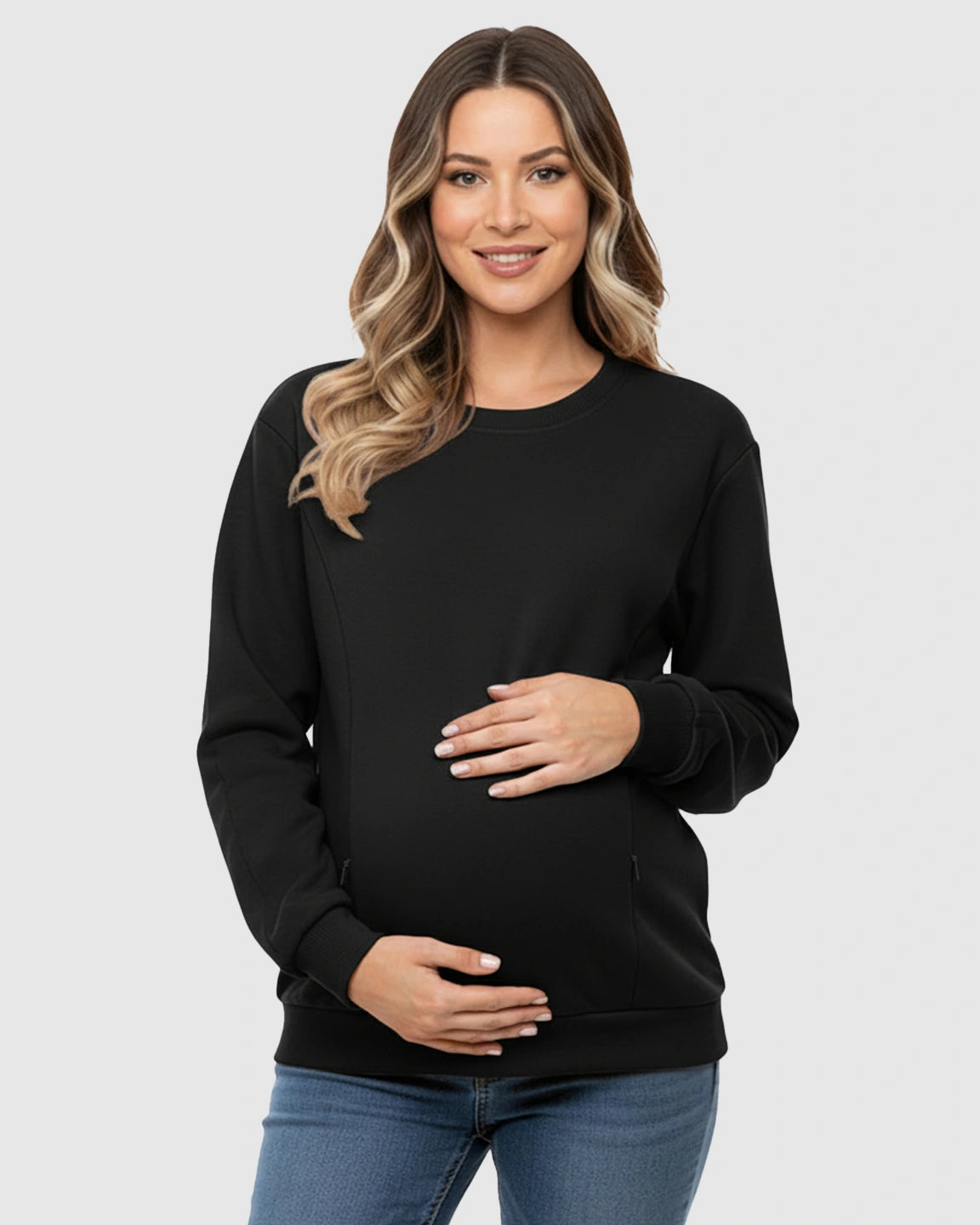 Waffle-Knit Cozy Fit Maternity Nursing Sweatshirt