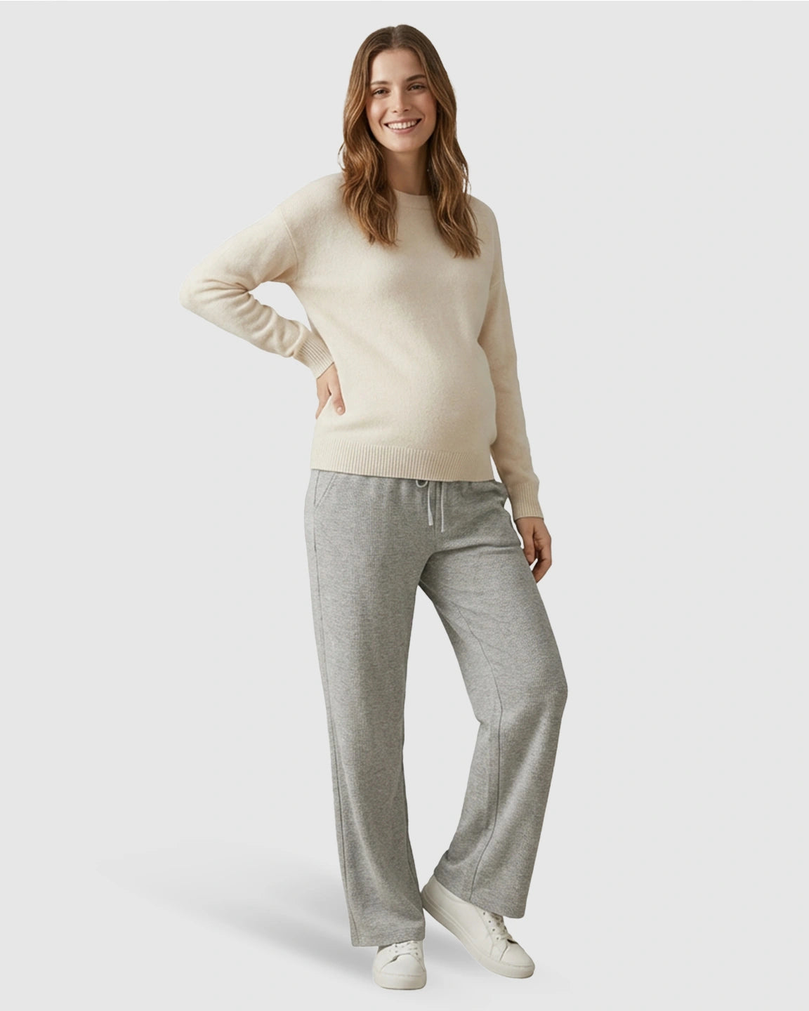 Waffle Knit Wide-Leg Maternity Pants