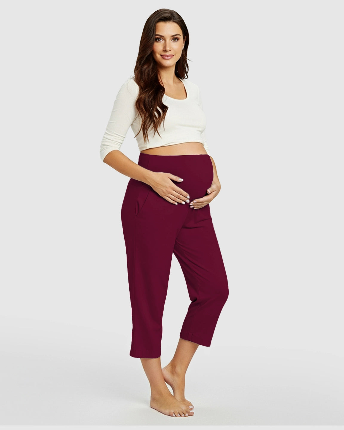High-Waisted Maternity Capri Pants