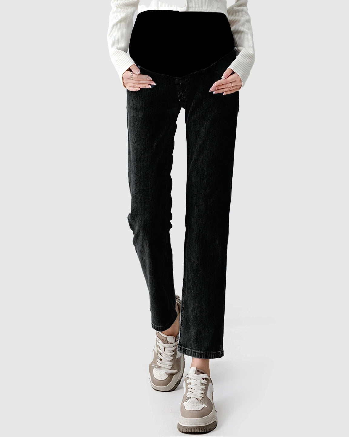 Stretch Denim Straight-Leg Maternity Jeans