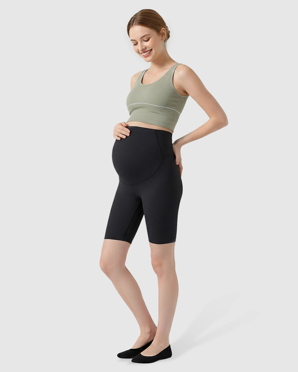 Over-Belly Seamless Design Maternity Shorts