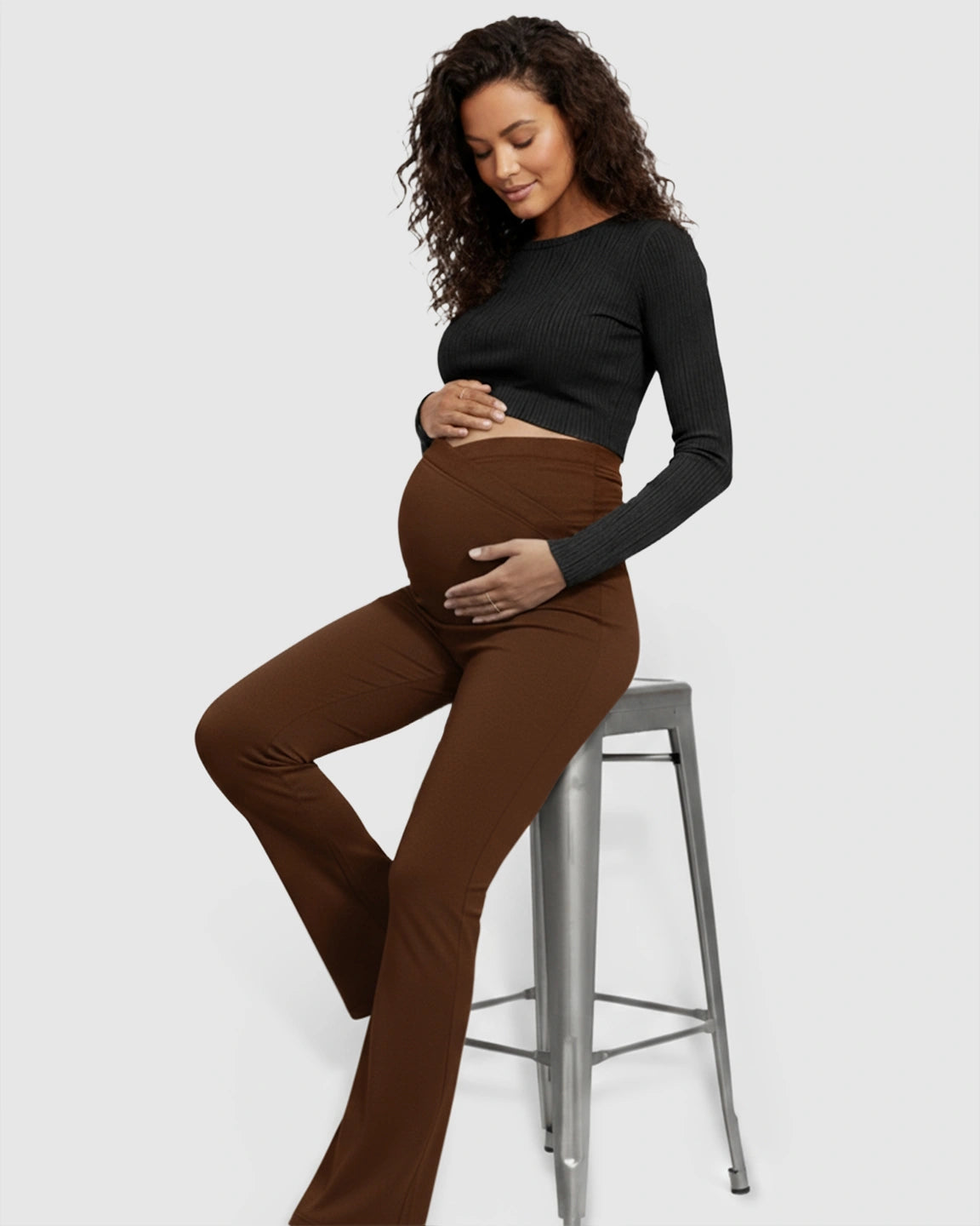 Crossed Waistband Flared Maternity Pants