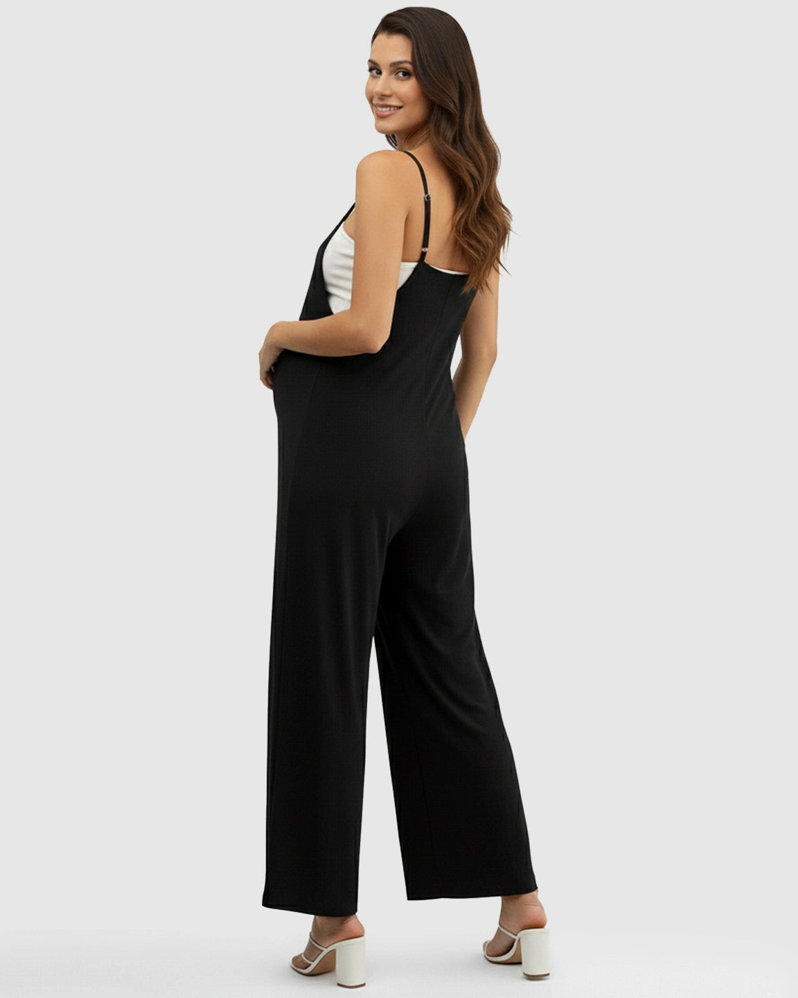 Spaghetti Strap Wide-Leg Maternity Jumpsuit