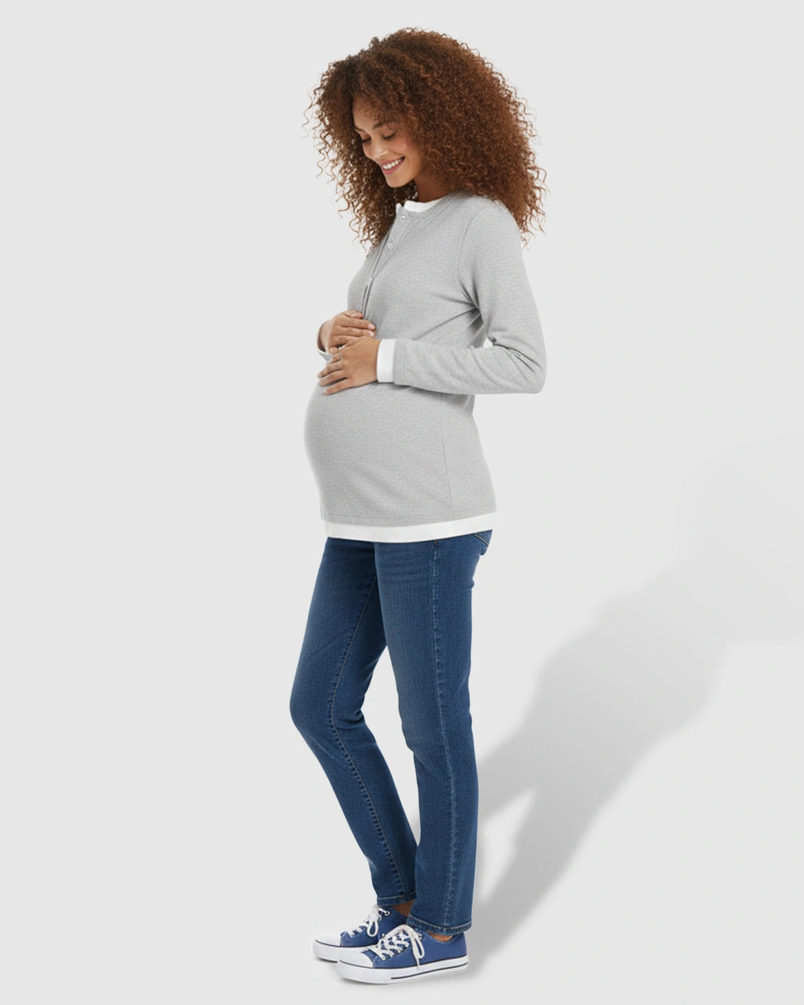 Button-Front Henley Maternity Top