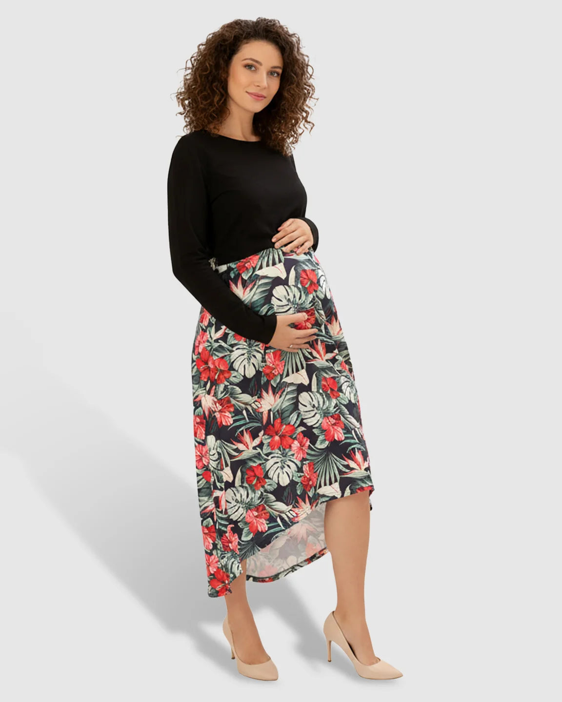Two-Piece Floral Nursing & Maternity Maxi Dress