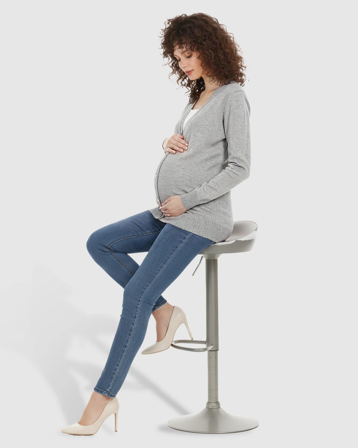 Button-Front V-Neck Maternity Cardigan