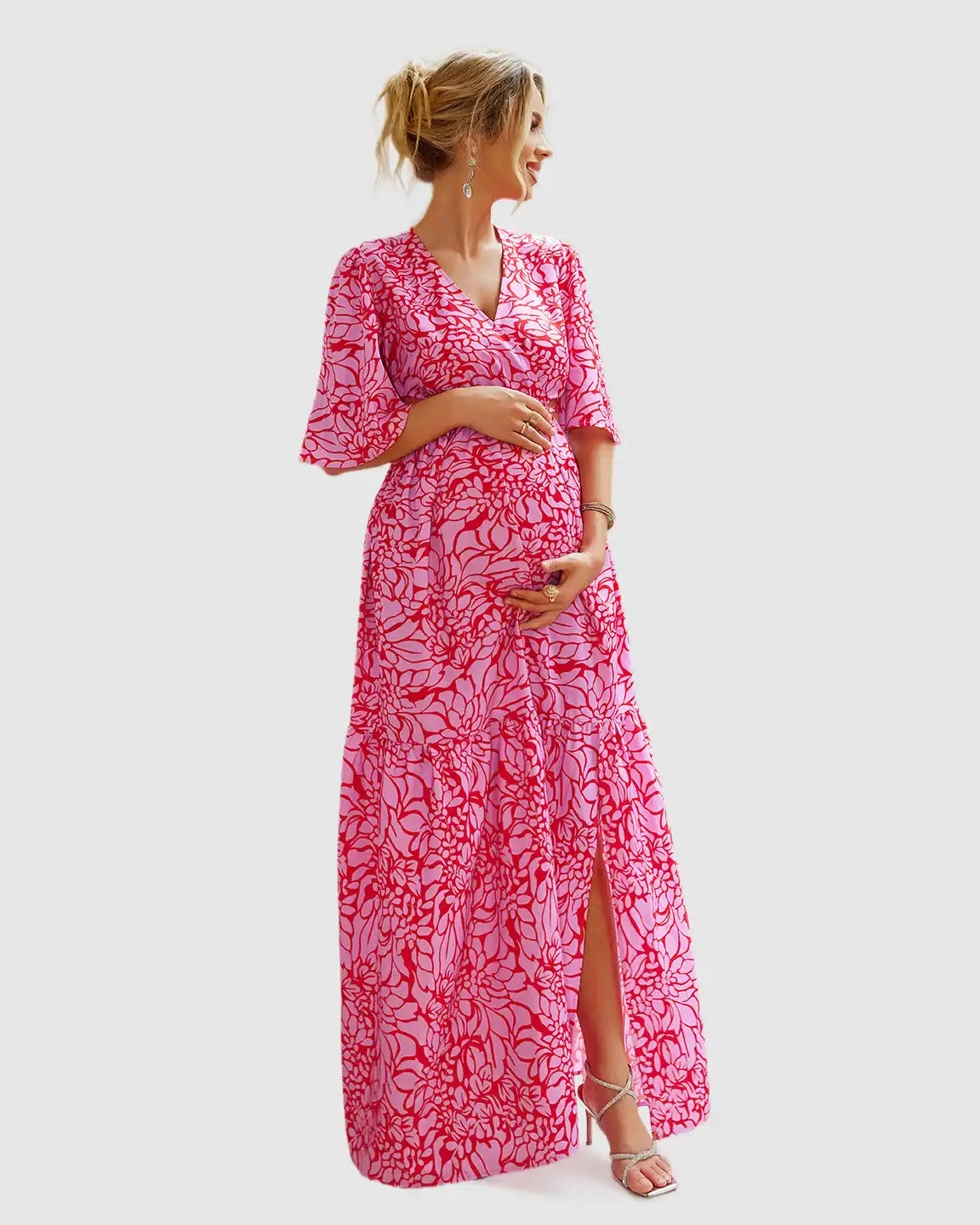 Cutout Retro Maternity Maxi Dress