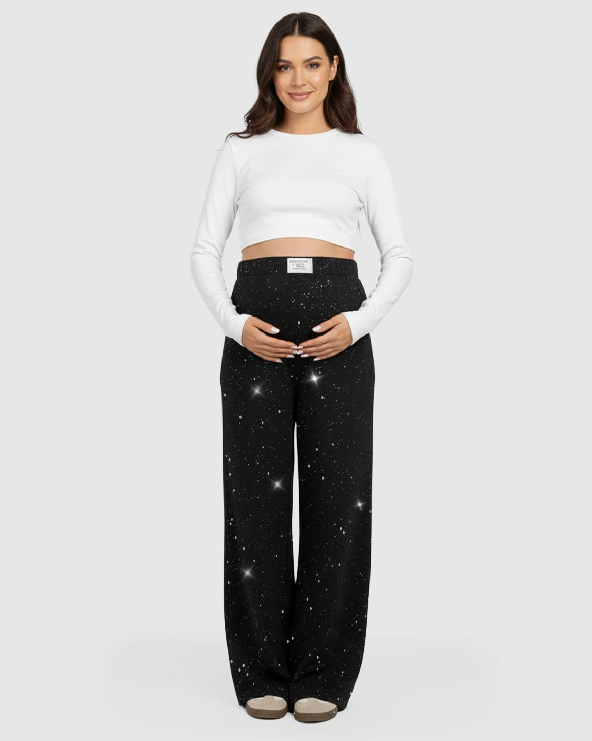 Starry Print Wide-Leg Maternity Pants