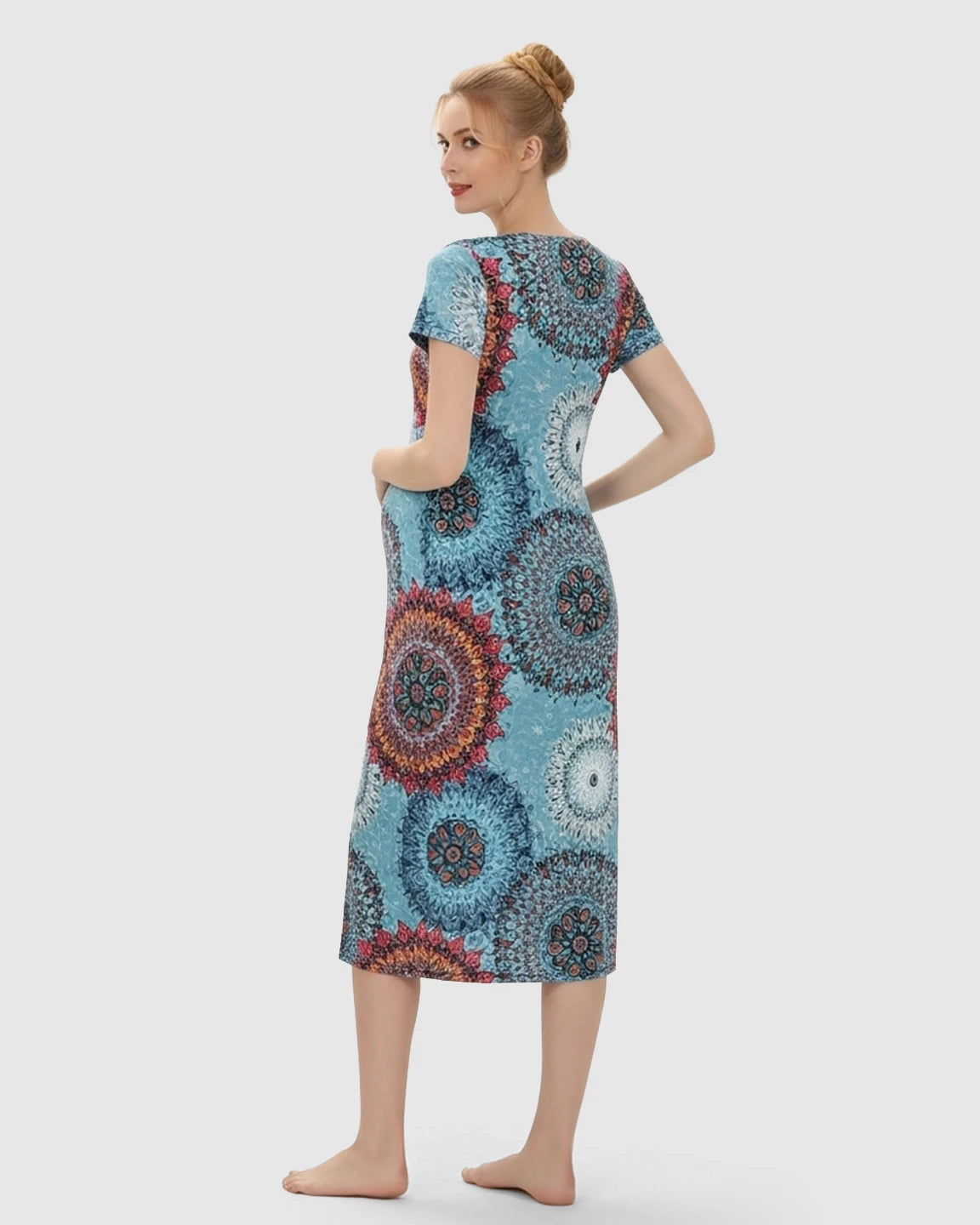 Relaxed-Fit Printed Maternity Midi Dress