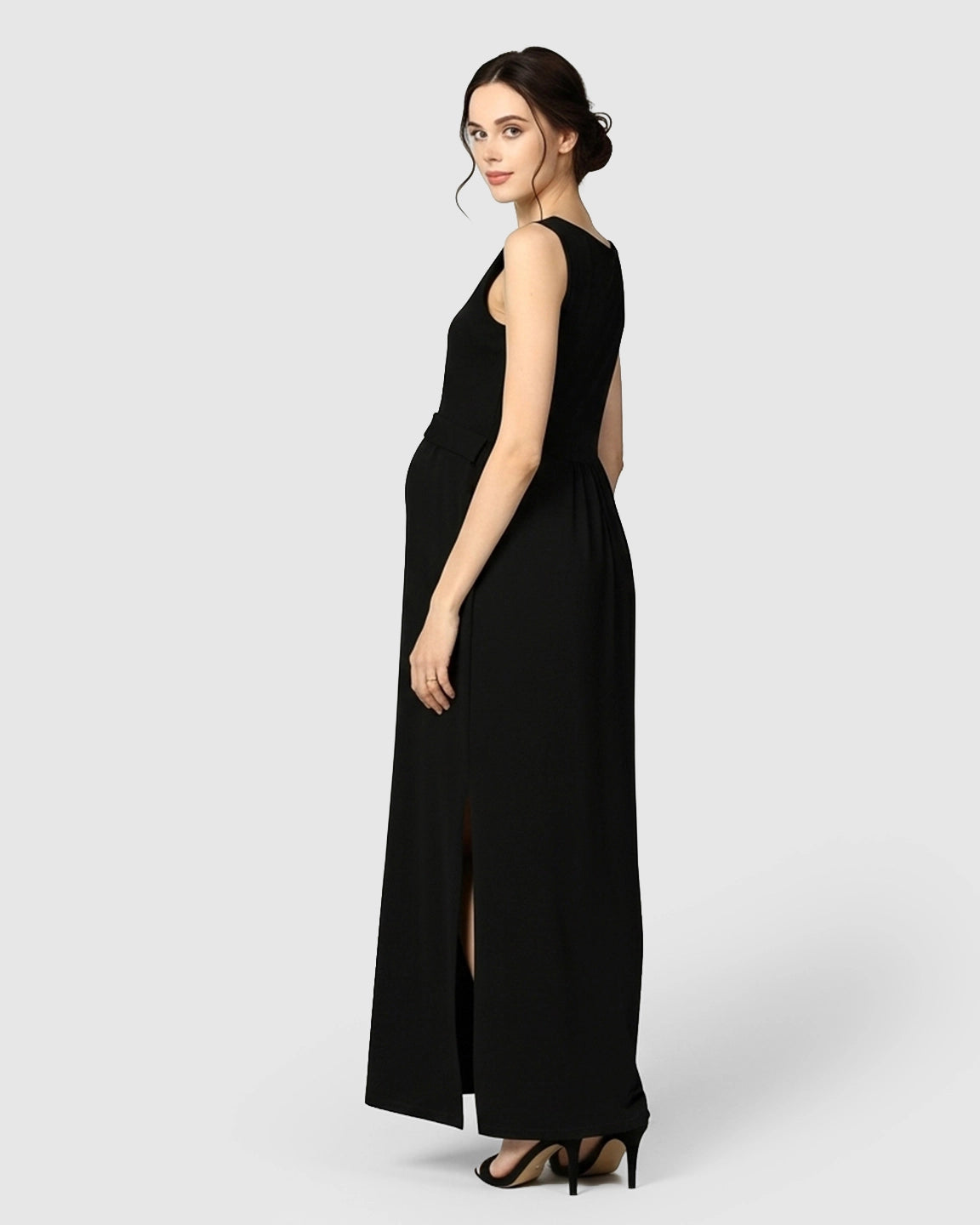 Side-Slit Casual Maternity Maxi Dress