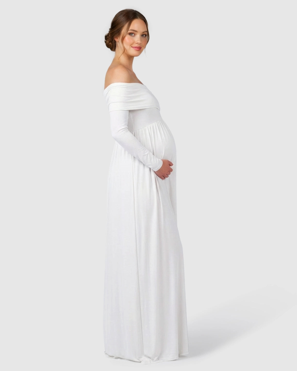 Off-Shoulder Floor-Length Maternity Gown