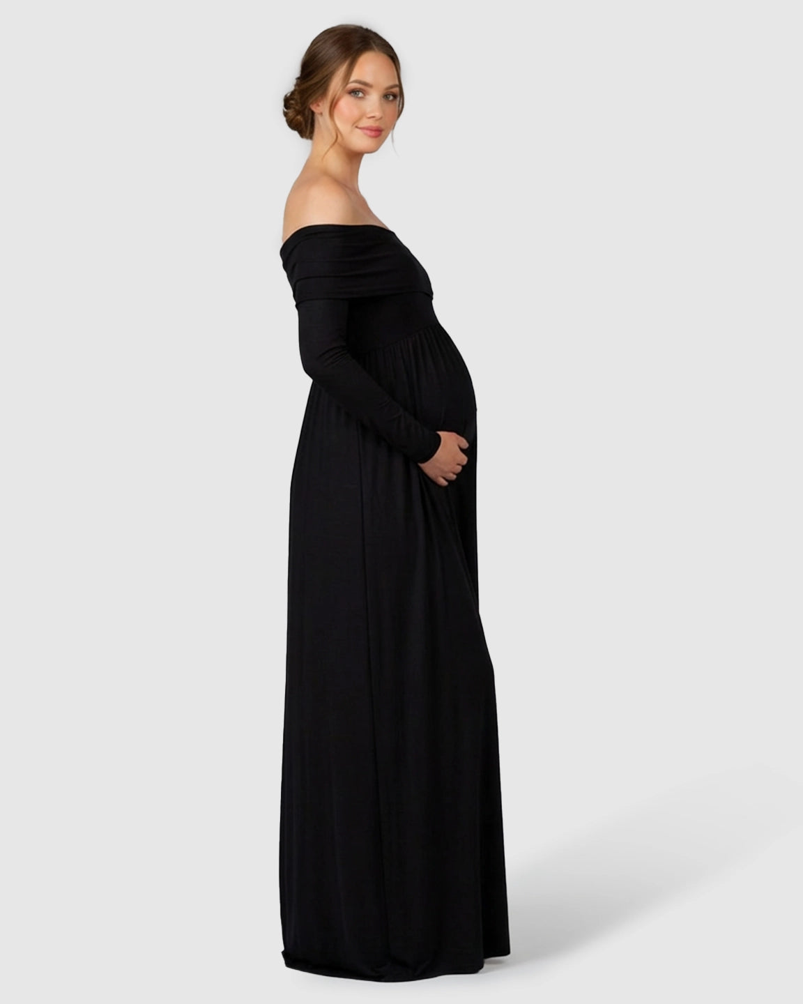 Off-Shoulder Floor-Length Maternity Gown