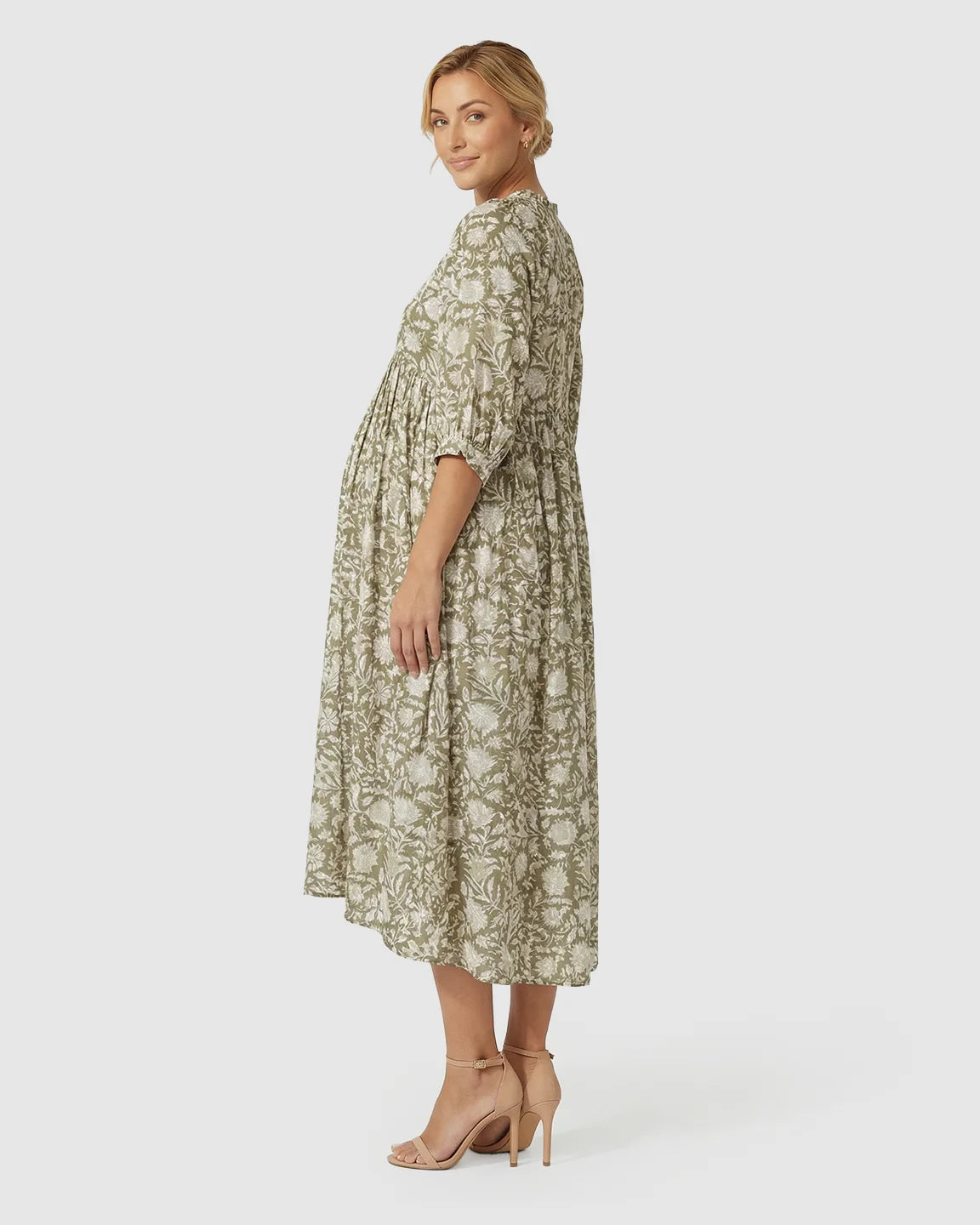 Flowy Cotton Boho Maternity Midi Dress