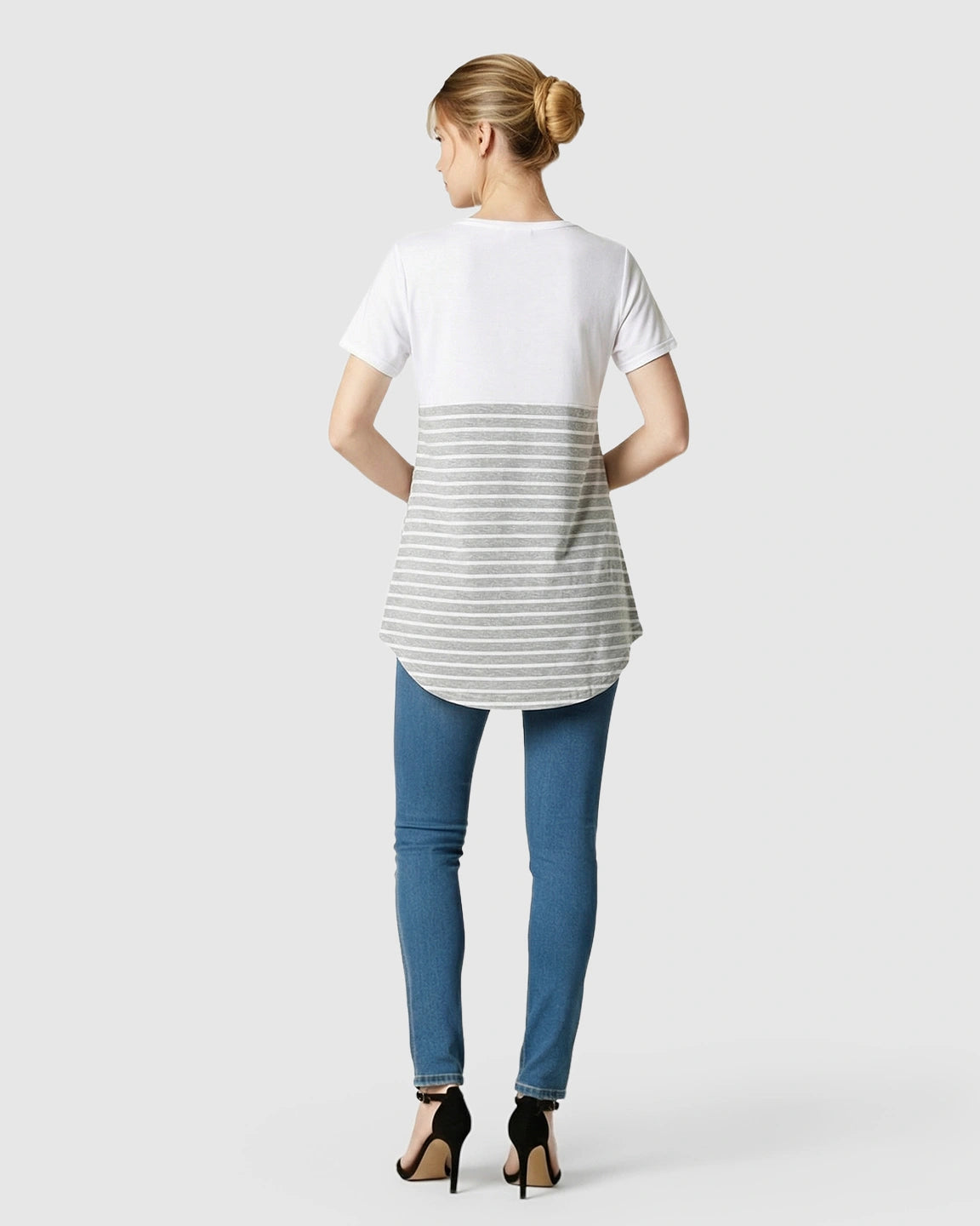 Lift-Up Access Striped Nursing & Maternity Top