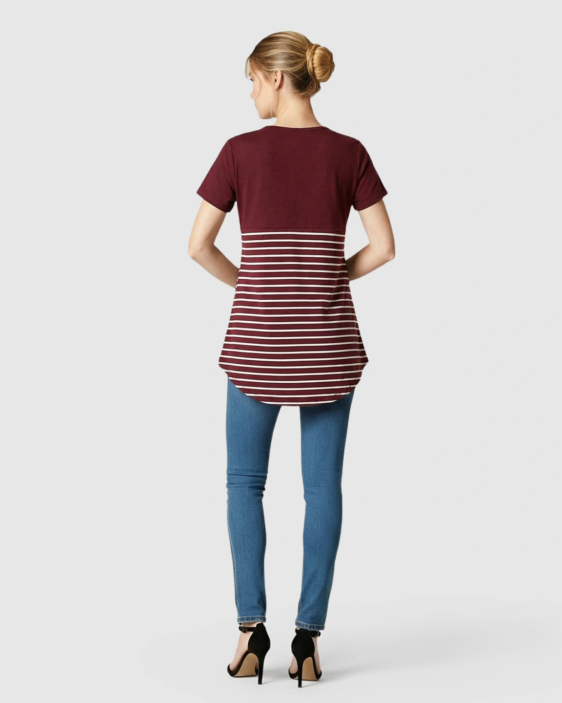 Lift-Up Access Striped Nursing & Maternity Top