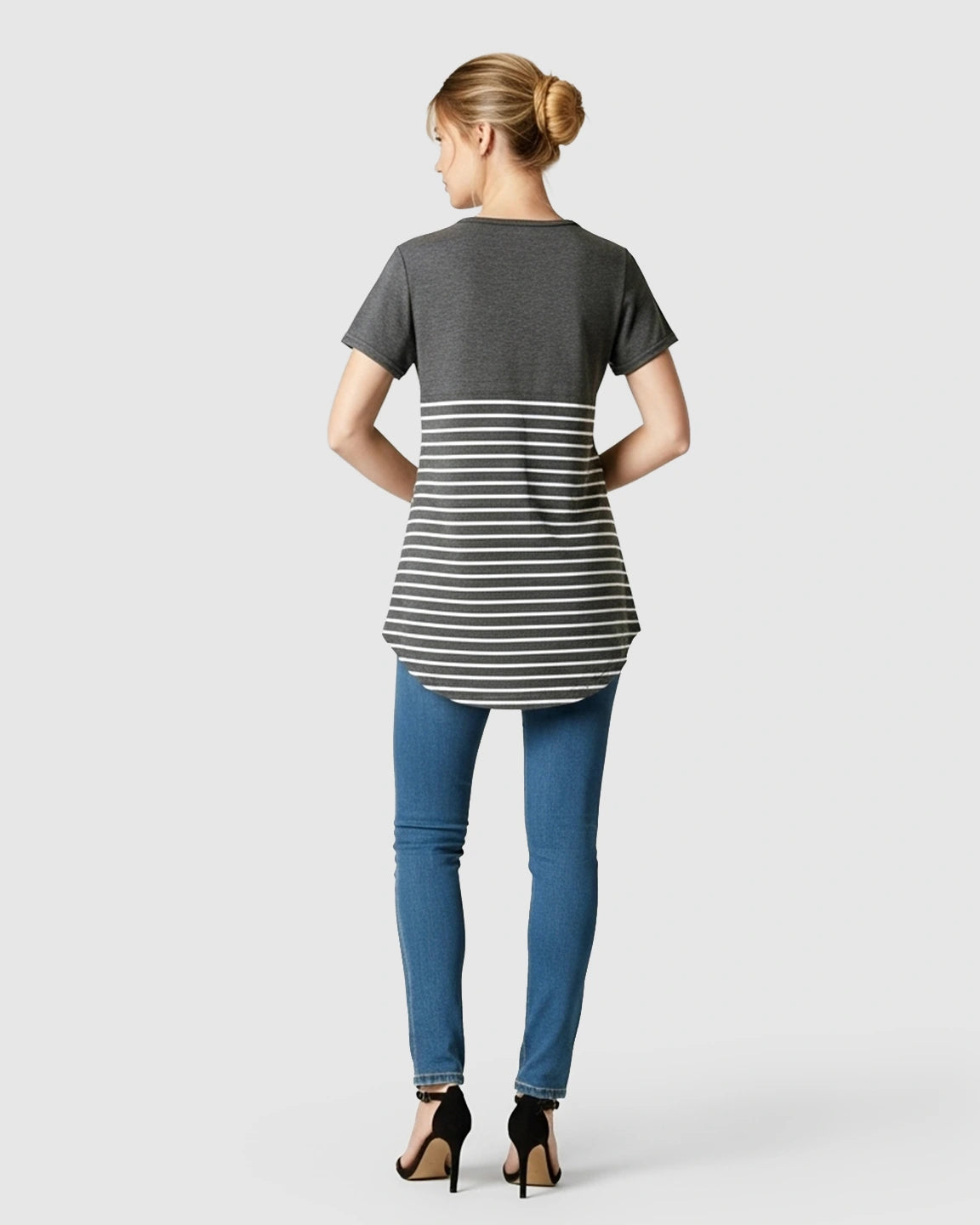 Lift-Up Access Striped Nursing & Maternity Top