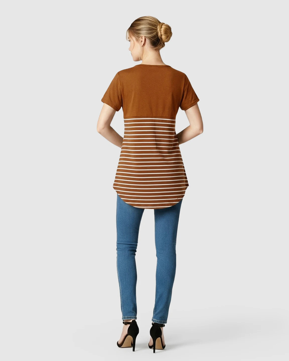 Lift-Up Access Striped Nursing & Maternity Top