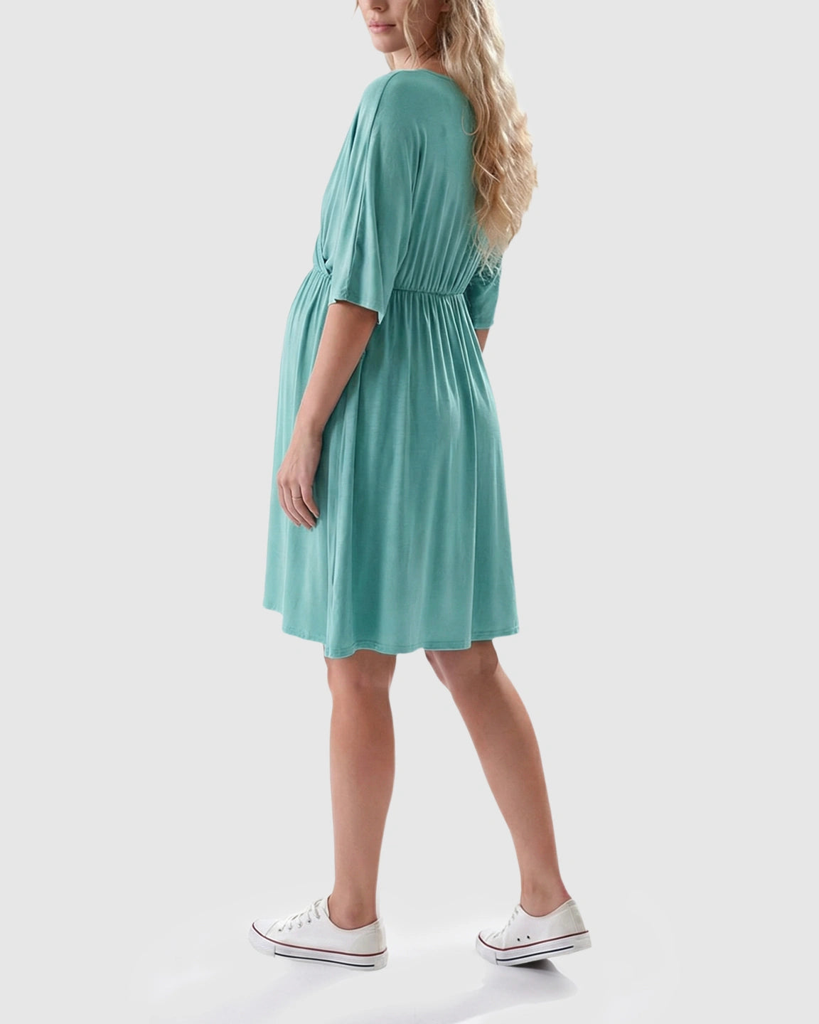 Cross-Front Romantic Style Maternity Midi Dress