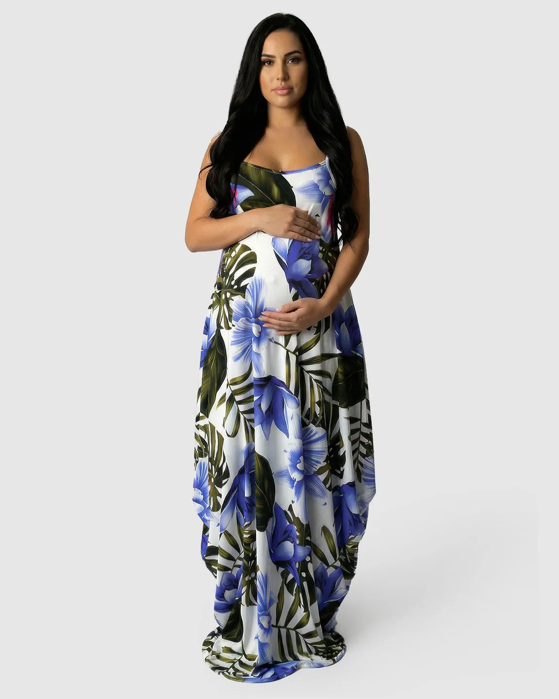 3D Floral Sling Maternity Maxi Dress