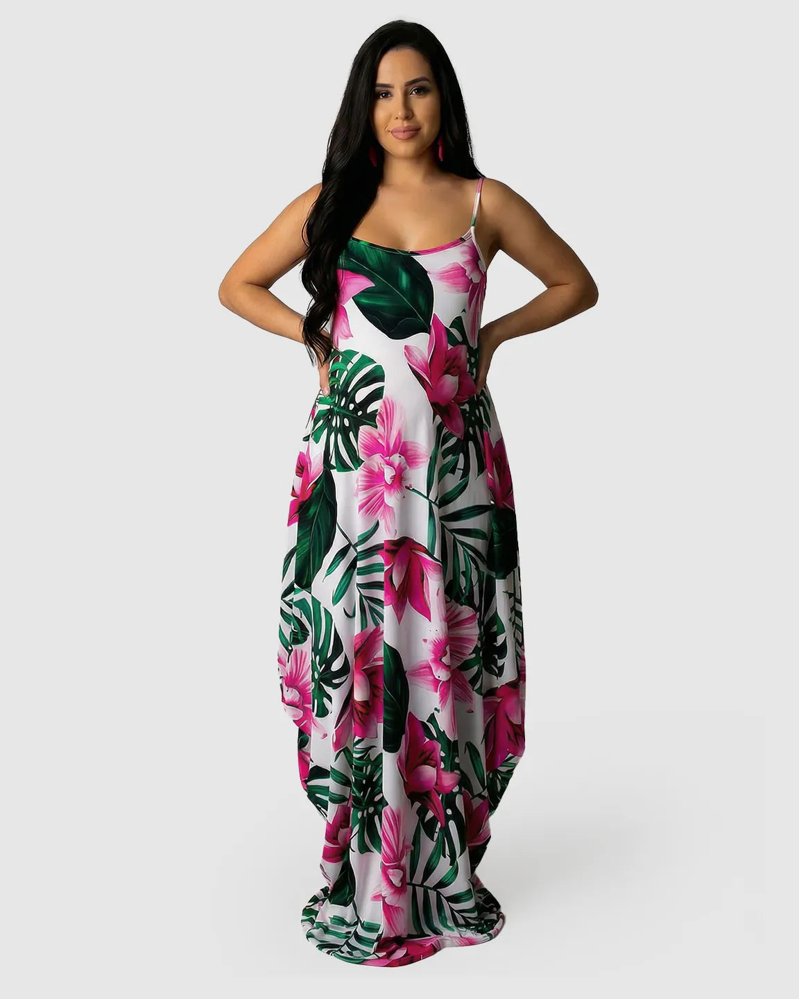 Tropical Floral Sling Maternity Maxi Dress