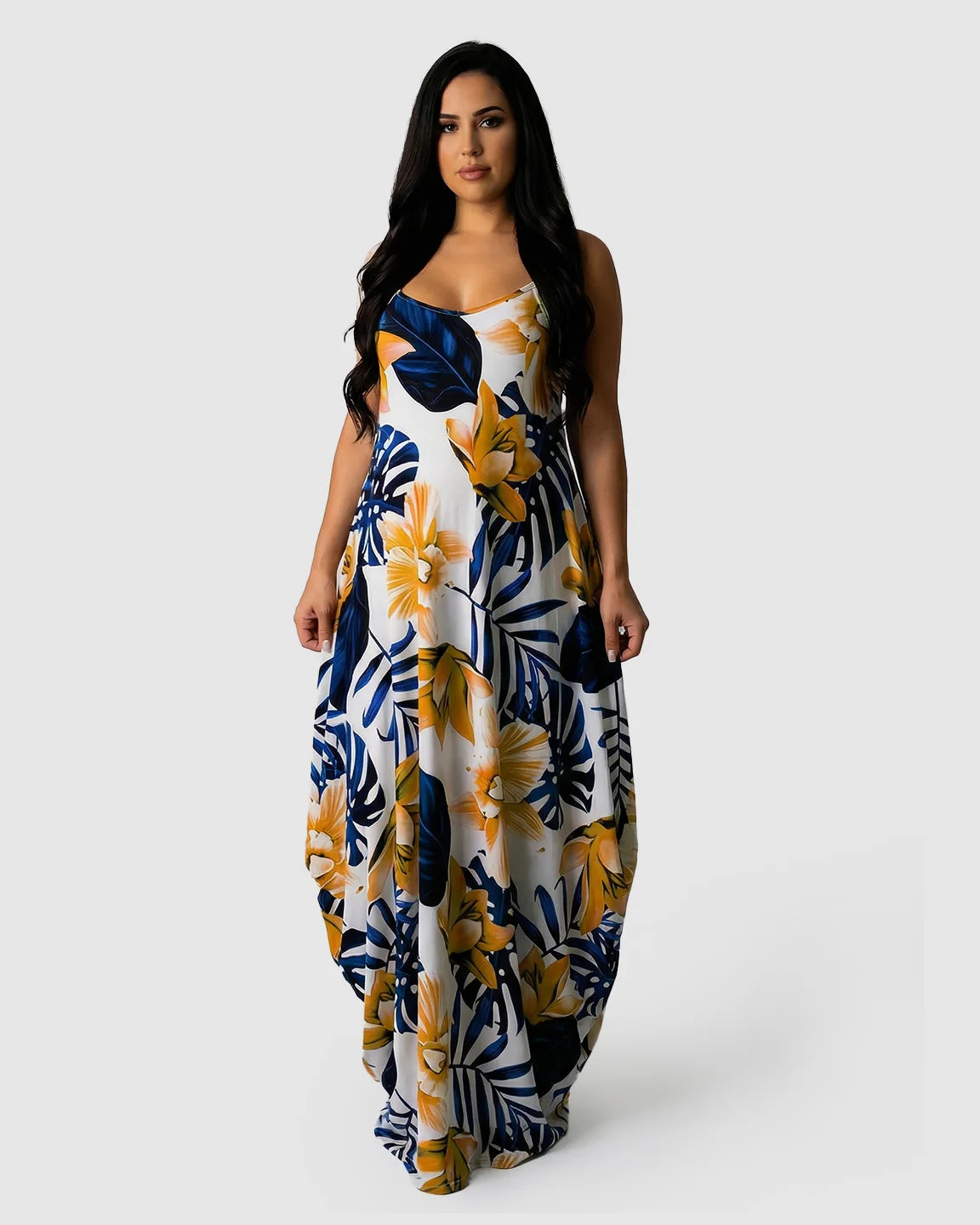 Tropical Flowy Maternity Maxi Dress