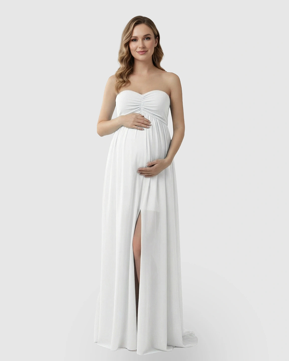 Strapless Chiffon Train Maternity Gown