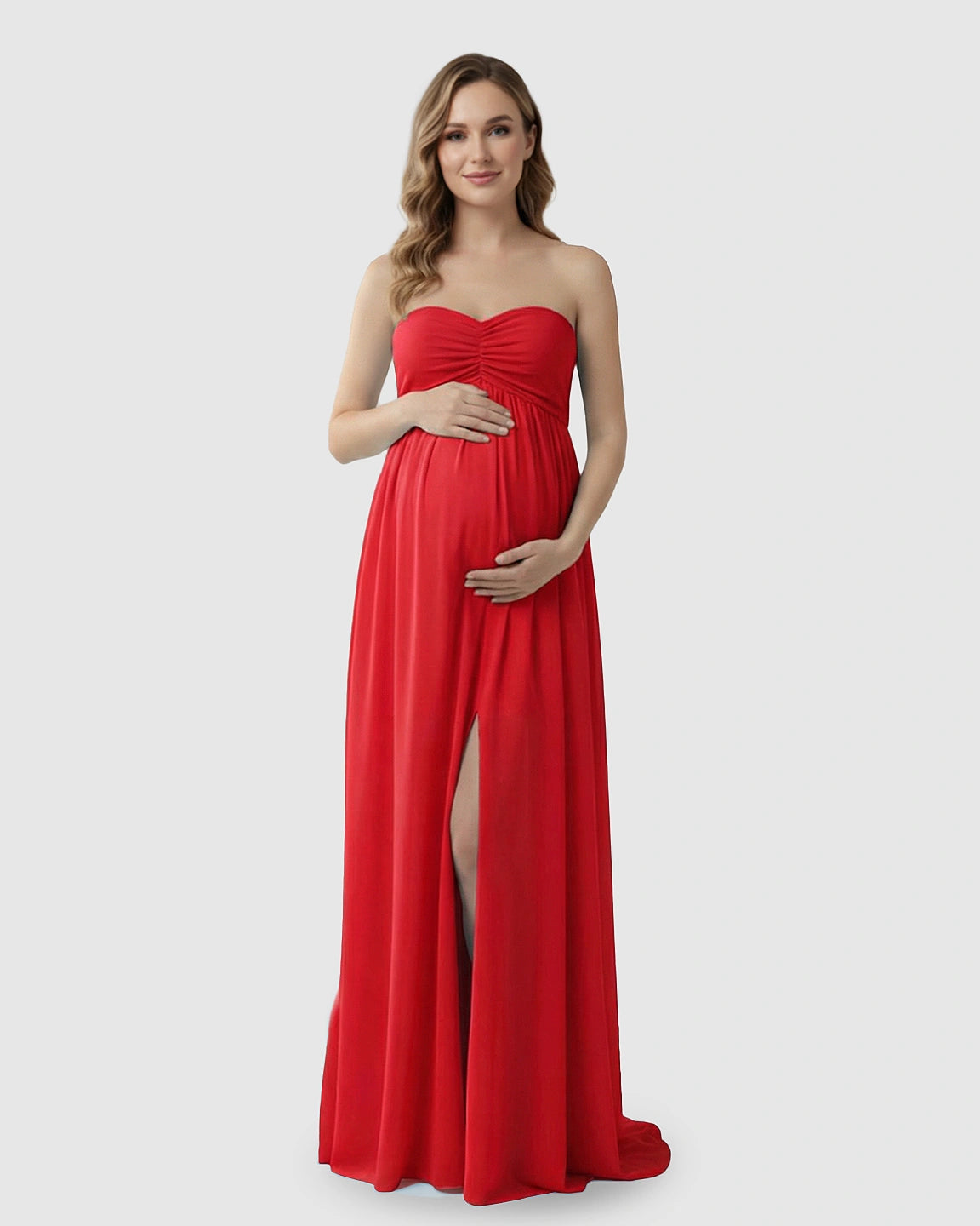 Strapless Chiffon Train Maternity Gown